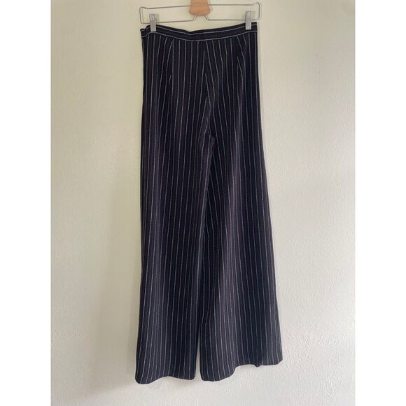 High Rise Size Small White & Red Pin Stripe Wide Leg Dress Pant Office Academia - Picture 2 of 5